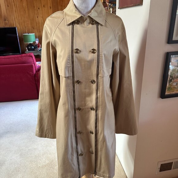 NEW!  MICHAEL KORS Tan Khaki Raincoat - Flawed - XS - Picture 2 of 14